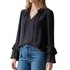 REBECCA MINKOFF Semi Sheer Silk Blouse Size Medium
